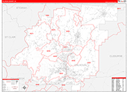 Calhoun County Wall Map Red Line Style