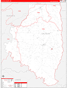 Calhoun County Wall Map Red Line Style