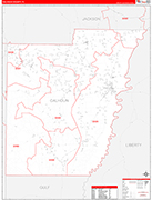 Calhoun County Wall Map Red Line Style