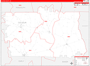 Calhoun County Wall Map Red Line Style
