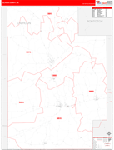 Calhoun County Wall Map Red Line Style