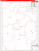 Calhoun County Wall Map Red Line Style