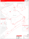 Calhoun County Wall Map Red Line Style