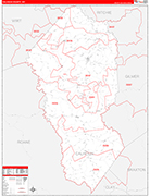 Calhoun County Wall Map Red Line Style