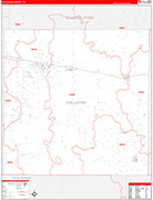 Callahan County Wall Map Red Line Style