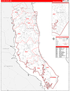 Calvert County Wall Map Red Line Style