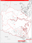 Camden County Wall Map Red Line Style