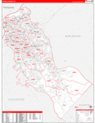 Camden County Wall Map Red Line Style