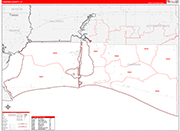 Cameron County Wall Map Red Line Style