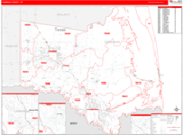 Cameron County Wall Map Red Line Style