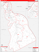 Campbell County Wall Map Red Line Style