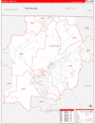 Campbell County Wall Map Red Line Style