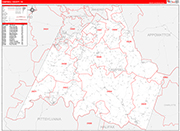 Campbell County Wall Map Red Line Style