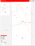 Campbell County Wall Map Red Line Style
