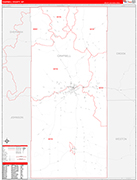 Campbell County Wall Map Red Line Style