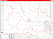 Canadian County Wall Map Red Line Style
