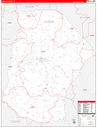 Cannon County Wall Map Red Line Style