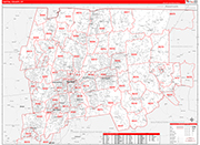 Capitol County Wall Map Red Line Style