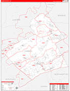 Carbon Wall Map Red Line Style