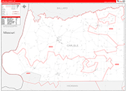 Carlisle County Wall Map Red Line Style