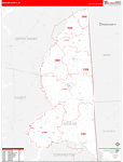 Caroline County Wall Map Red Line Style