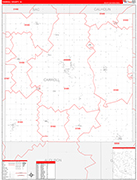 Carroll County Wall Map Red Line Style