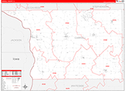 Carroll County Wall Map Red Line Style