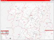 Carroll County Wall Map Red Line Style