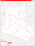 Carroll County Wall Map Red Line Style