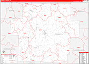 Carroll County Wall Map Red Line Style