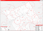 Carroll County Wall Map Red Line Style