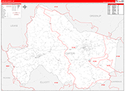 Carter County Wall Map Red Line Style
