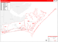 Carteret Wall Map Red Line Style