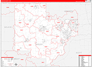 Carver County Wall Map Red Line Style