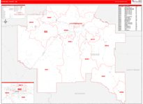 Cascade County Wall Map Red Line Style