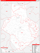 Casey County Wall Map Red Line Style