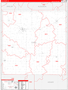 Cass County Wall Map Red Line Style
