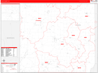 Cass County Wall Map Red Line Style