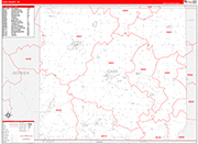 Cass County Wall Map Red Line Style
