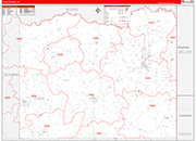 Cass County Wall Map Red Line Style
