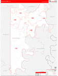 Catahoula County Wall Map Red Line Style