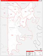 Catahoula County Wall Map Red Line Style