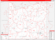 Cattaraugus Wall Map Red Line Style