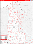 Cayuga Wall Map Red Line Style