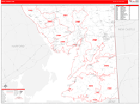Cecil County Wall Map Red Line Style