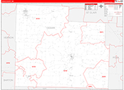 Cedar County Wall Map Red Line Style