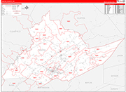Centre Wall Map Red Line Style