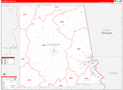 Chambers County Wall Map Red Line Style