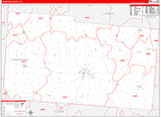 Champaign County Wall Map Red Line Style