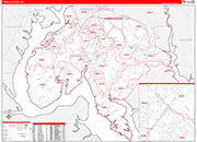 Charles County Wall Map Red Line Style